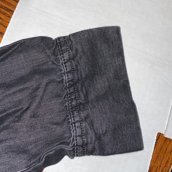 A.N.A. Shimmer Denim Look 3/4 sleeve collared size medium hi low button up used - Picture 11 of 11